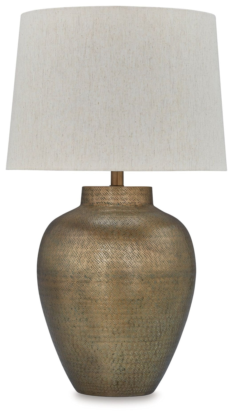 Madney - Metal Table Lamp - Antique Gold Finish - R&R Furniture Gallery (Fountain Valley, CA)