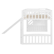 DreamHaus loft stairway bed with two drawers, convertible ladder, and slide, featuring a modern design and sturdy construction.