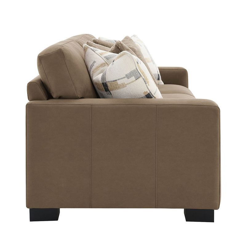 Darya - Sofa With 4 Pillows - Brown Suede Fabric - R&R Furniture Gallery (Fountain Valley, CA)