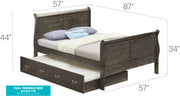 Elegant Glory Furniture trundle bed with classic design, showcasing a wooden frame and spacious pull-out storage underneath.