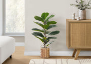 28" Tall, Artificial Plant, Fiddle Tree, Indoor, Faux, Fake, Floor, Greenery, Potted, Real Touch, Decorative - Green / Beige - R&R Furniture Gallery (Fountain Valley, CA)