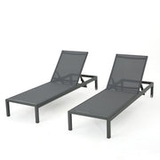 Noble House outdoor patio chaise lounge with five reclining positions, featuring cushioned seating and adjustable backrest.