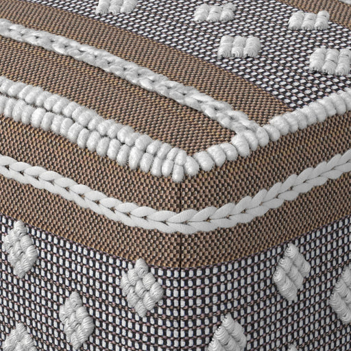 Mapleton - Outdoor / Indoor Pouf - Beige Gray / White - R&R Furniture Gallery (Fountain Valley, CA)