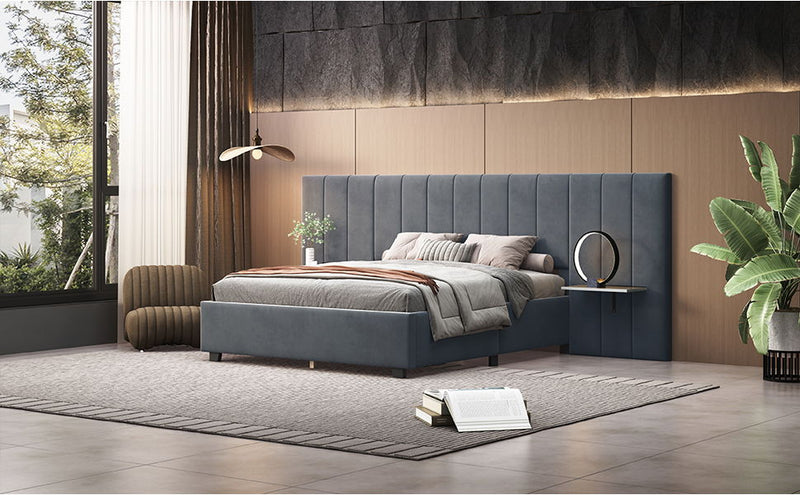 Upholstered Platform Bed With Big Headboard - R&R Furniture Gallery (Fountain Valley, CA)