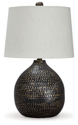 Maire - Metal Table Lamp  - Black / Gold Finish - R&R Furniture Gallery (Fountain Valley, CA)
