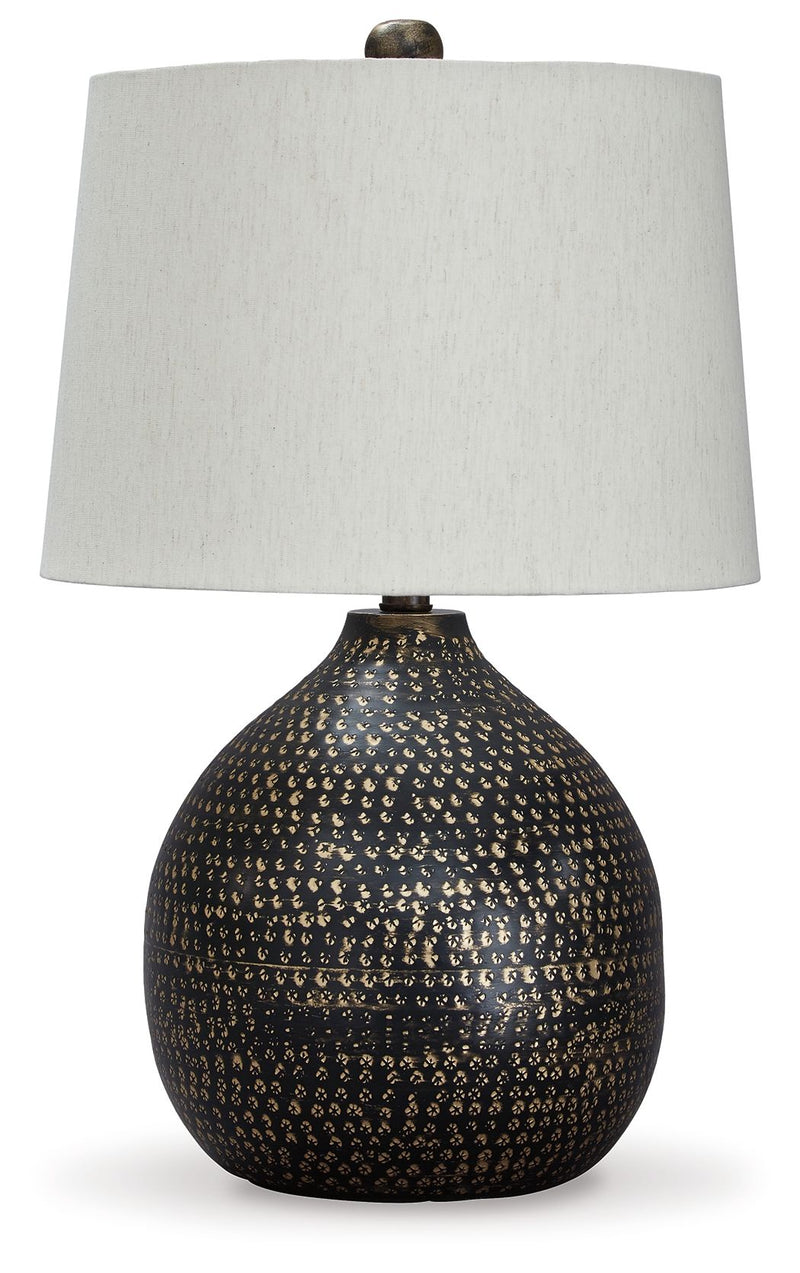 Maire - Metal Table Lamp  - Black / Gold Finish - R&R Furniture Gallery (Fountain Valley, CA)
