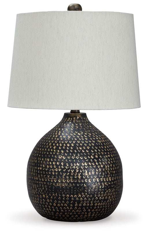 Maire - Metal Table Lamp  - Black / Gold Finish - R&R Furniture Gallery (Fountain Valley, CA)