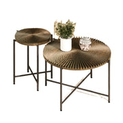 Radial - Pattern Coffee And End Table Set Waterproof Cover, Distressed Cylindrical Design (Set of 2) - R&R Furniture Gallery (Fountain Valley, CA)