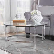 Tempered Glass Round Coffee Table With Four Legs - Clear - R&R Furniture Gallery (Fountain Valley, CA)