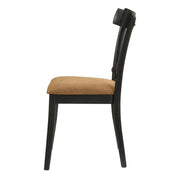 Hillary - Side Chair (Set of 2) - Brown Leather Aire, Walnut & Black - R&R Furniture Gallery (Fountain Valley, CA)