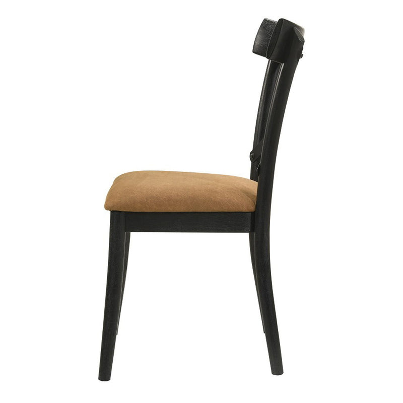 Hillary - Side Chair (Set of 2) - Brown Leather Aire, Walnut & Black - R&R Furniture Gallery (Fountain Valley, CA)