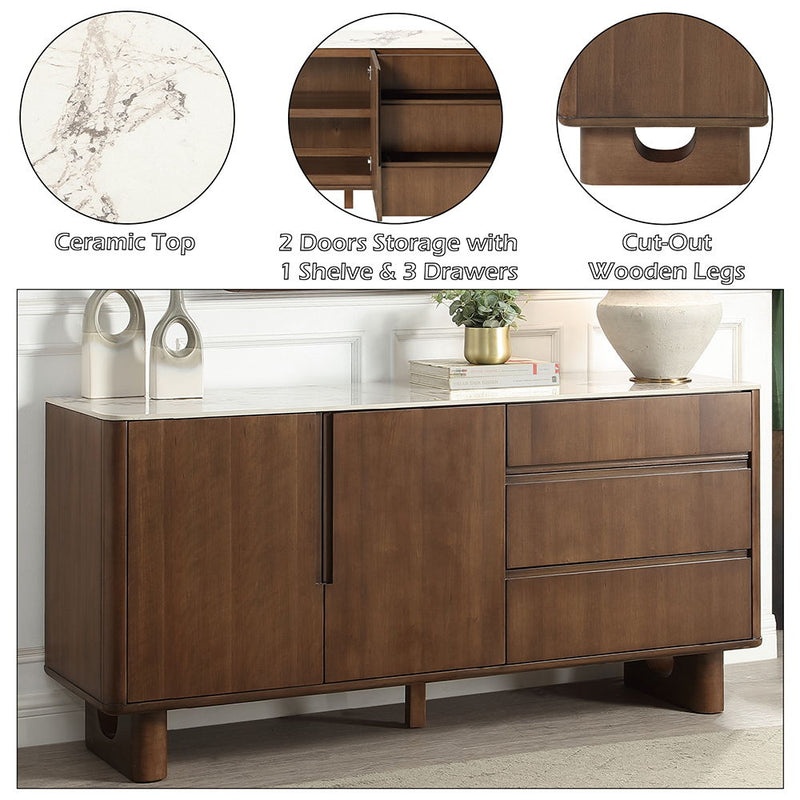 Harvey - Server With Ceramic Top - Walnut - R&R Furniture Gallery (Fountain Valley, CA)