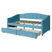 Upholstered Daybed With Two Drawers And Wood Slat - R&R Furniture Gallery (Fountain Valley, CA)