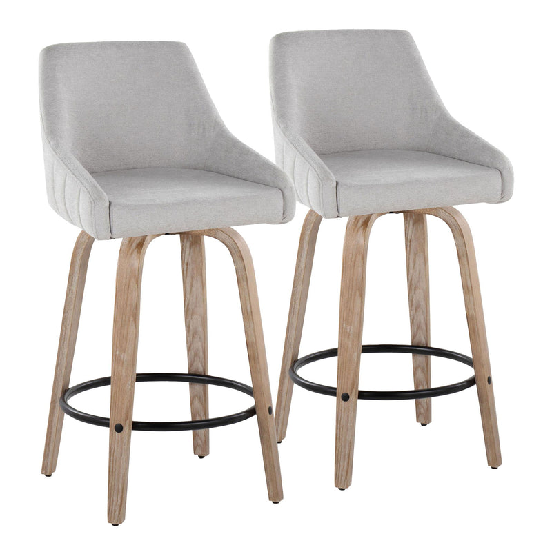 Lumi Source Hannah set of 2 transitional fixed height counter stools with swivel, round footrest, and sleek modern design.