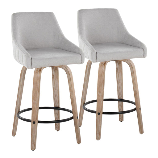 Lumi Source Hannah set of 2 transitional fixed height counter stools with swivel, round footrest, and sleek modern design.