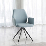 Segismunda - Arm Chair With Swivel - Light Blue Leather & Black - R&R Furniture Gallery (Fountain Valley, CA)
