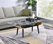 Landon - Coffee Table With Glass Marble Texture Top And Bent Wood Design - R&R Furniture Gallery (Fountain Valley, CA)