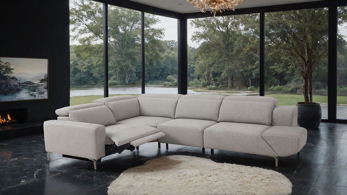 Melancton - Power Sectional, Light Gray