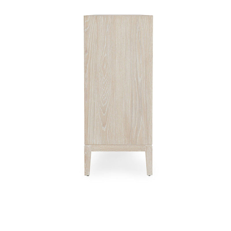 White Mira 4-door sideboard by Classic Home featuring sleek design and ample storage space.