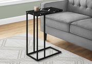 Accent Table, C - Shaped, Marble Look Modern Design - Black - R&R Furniture Gallery (Fountain Valley, CA)