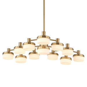 Wedge - 12 Light LED Brass Chandelier - White / Gold