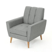 Fabric Channel Stitch Club Chair With Tufted Back - Gray - R&R Furniture Gallery (Fountain Valley, CA)