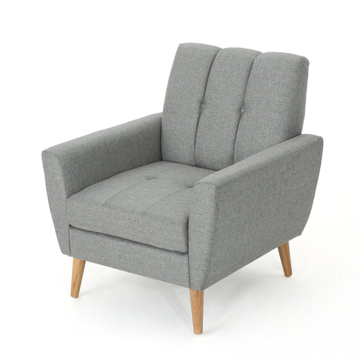 Fabric Channel Stitch Club Chair With Tufted Back - Gray - R&R Furniture Gallery (Fountain Valley, CA)