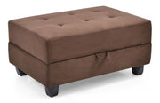Contemporary upholstered storage ottoman by Glory Furniture, showing a stylish fabric-covered ottoman with hidden storage space.