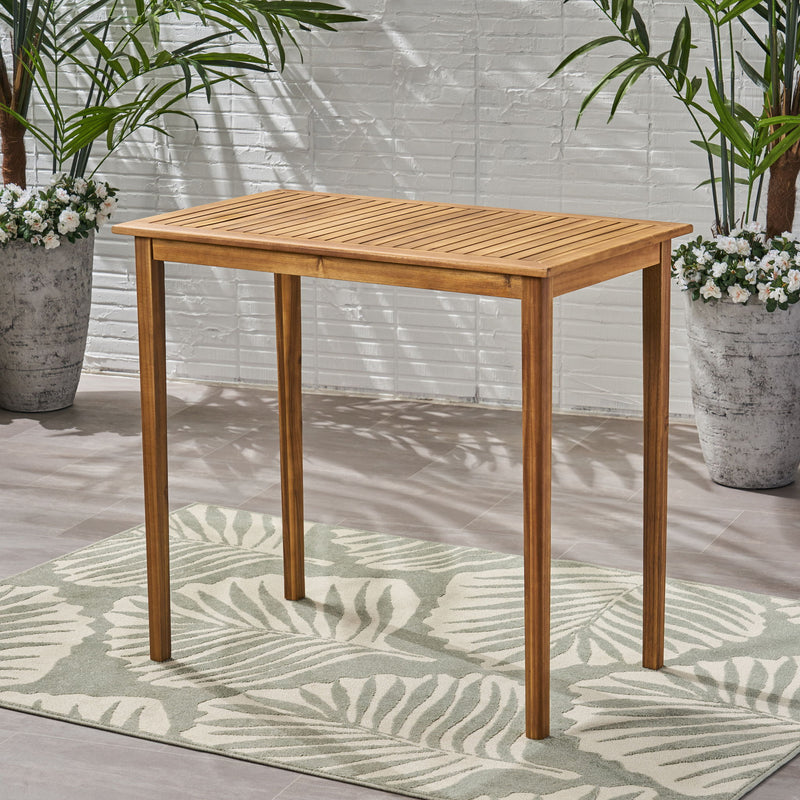 Outdoor Minimalist Acacia Wood Rectangle Bar Table - R&R Furniture Gallery (Fountain Valley, CA)