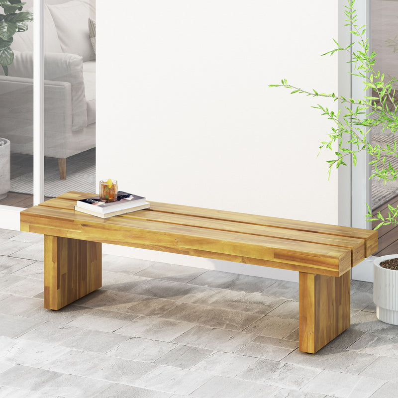 Nahanni - Rustic Acacia Wood Bench With Slat Design - Natural - R&R Furniture Gallery (Fountain Valley, CA)