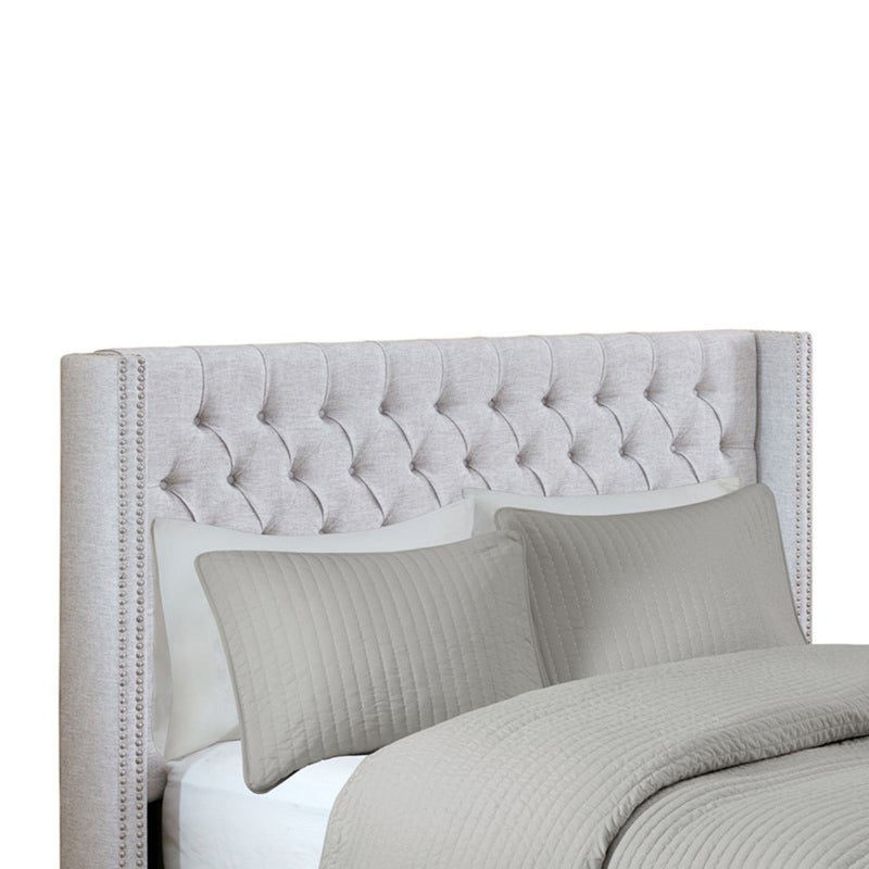 Transitional Upholstery Headboard With Tufted Buttons And Nailhead Trim - R&R Furniture Gallery (Fountain Valley, CA)