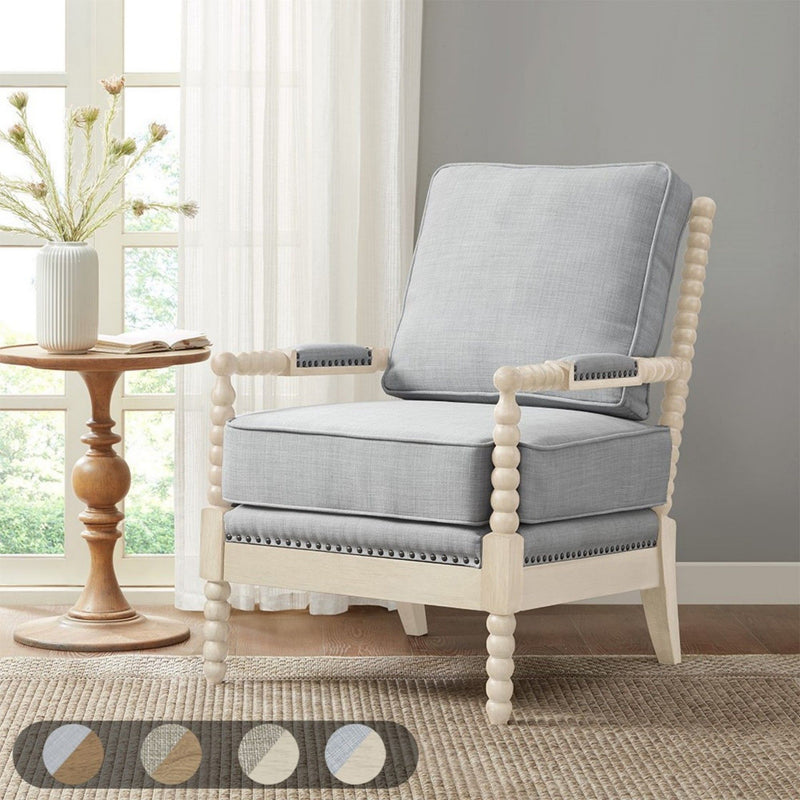Arm Chair With Open Back Spindle Design, Padded Armrests - R&R Furniture Gallery (Fountain Valley, CA)