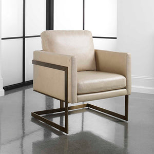 Alexandra - Accent Chair - Brass / Brown / White