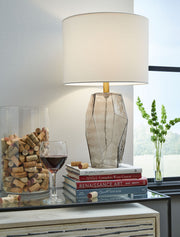 Taylow - Glass Table Lamp  - Gray - R&R Furniture Gallery (Fountain Valley, CA)