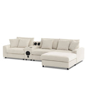 Sectional With tooth Speakers L Shaped Couch With Console USB Charger, Cup Holders Storage Ottoman Deep And Wide Seat Cloud Sofa - R&R Furniture Gallery (Fountain Valley, CA)