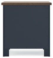Landocken - Two Drawer Night Stand - Brown / Blue - R&R Furniture Gallery (Fountain Valley, CA)