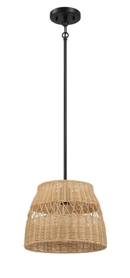 Essence - Single Lights Pendant With Shade - Black / Rattan - R&R Furniture Gallery (Fountain Valley, CA)