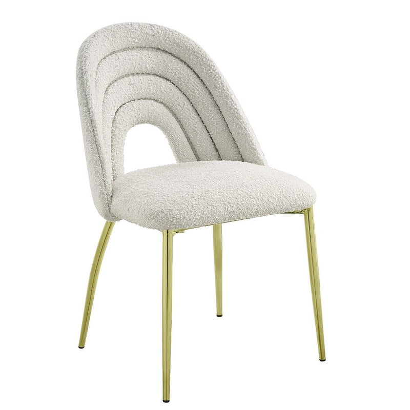 Fadri - Side Chair (Set of 2) - Teddy Sherpa & Mirrored Gold - R&R Furniture Gallery (Fountain Valley, CA)
