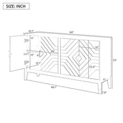4 Door Sideboard Storage Cabinet For Living Room And Dining Room, 2 Large Cabinets With Gold Handles And Adjustable Shelf - Black - R&R Furniture Gallery (Fountain Valley, CA)