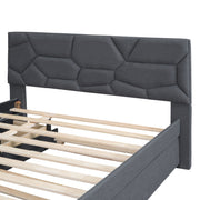 Upholstered Platform Bed With Brick Pattern Headboard And Twin Long Size Trundle - R&R Furniture Gallery (Fountain Valley, CA)