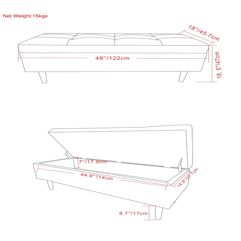 Shay - Large Square Coffee Table Storage Ottoman Mid-Century Style - R&R Furniture Gallery (Fountain Valley, CA)