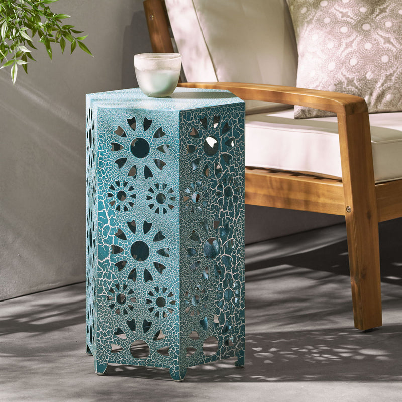 Galore - Side Table With Sunburst Cut Out Design - R&R Furniture Gallery (Fountain Valley, CA)
