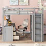 DreamHaus loft bed with integrated drawers, desk, and wardrobe for space-saving bedroom organization.