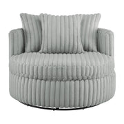 Mindy - Oversized Swivel Barrel Chair - Gray - R&R Furniture Gallery (Fountain Valley, CA)