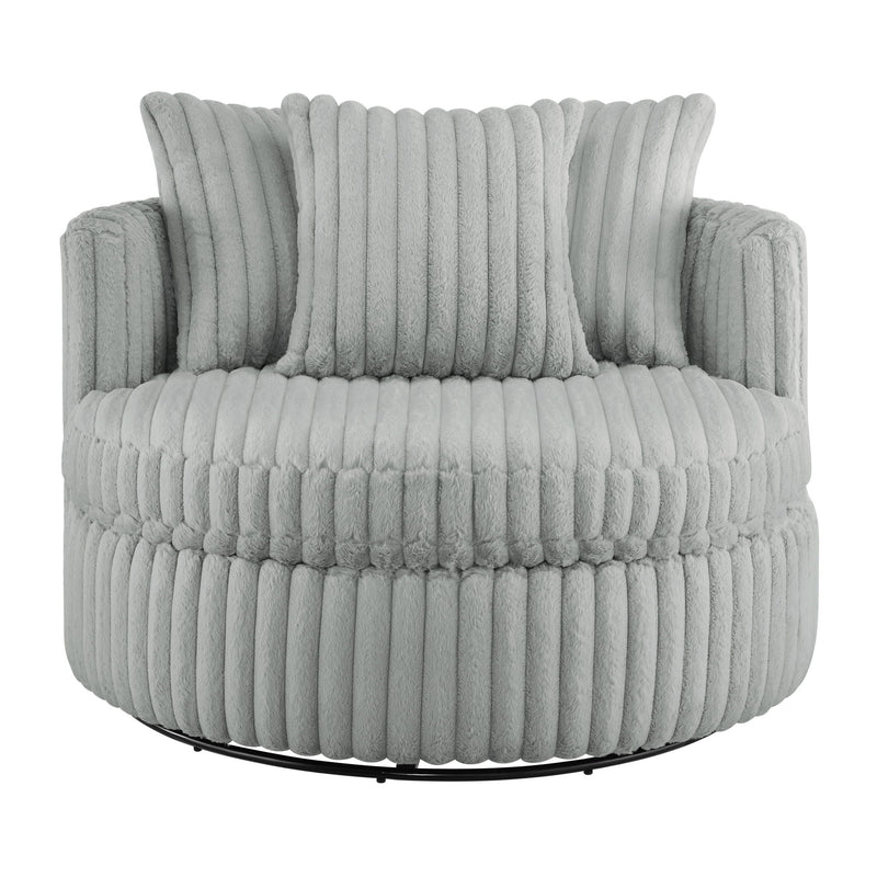 Mindy - Oversized Swivel Barrel Chair - Gray - R&R Furniture Gallery (Fountain Valley, CA)