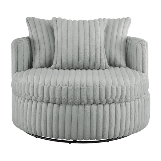 Mindy - Oversized Swivel Barrel Chair - Gray - R&R Furniture Gallery (Fountain Valley, CA)