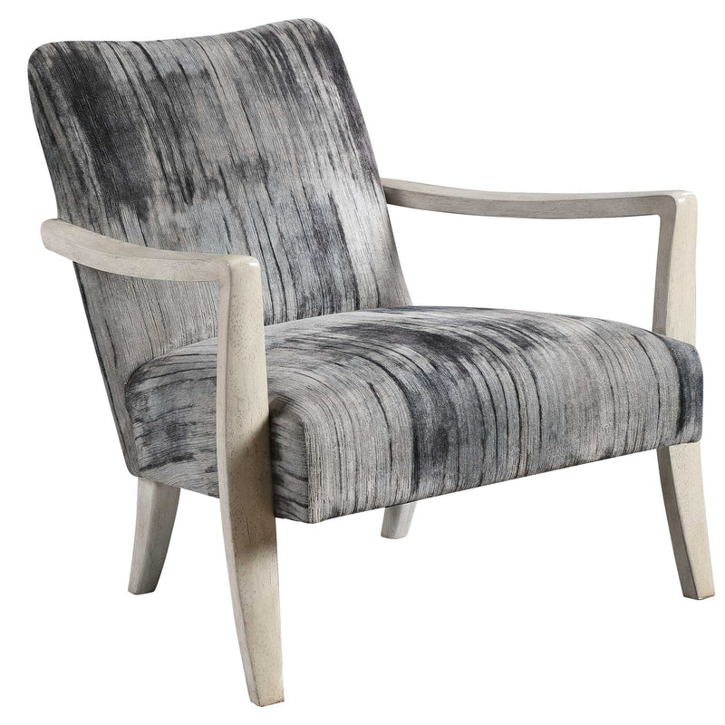 Gray watercolor chenille accent chair by Uttermost featuring plush fabric and modern design, perfect for living room or bedroom decor.