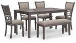 Wrenning - Dining Room Table Set (Set of 6) - Gray - R&R Furniture Gallery (Fountain Valley, CA)