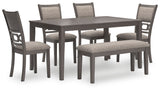 Wrenning - Dining Room Table Set (Set of 6) - Gray - R&R Furniture Gallery (Fountain Valley, CA)