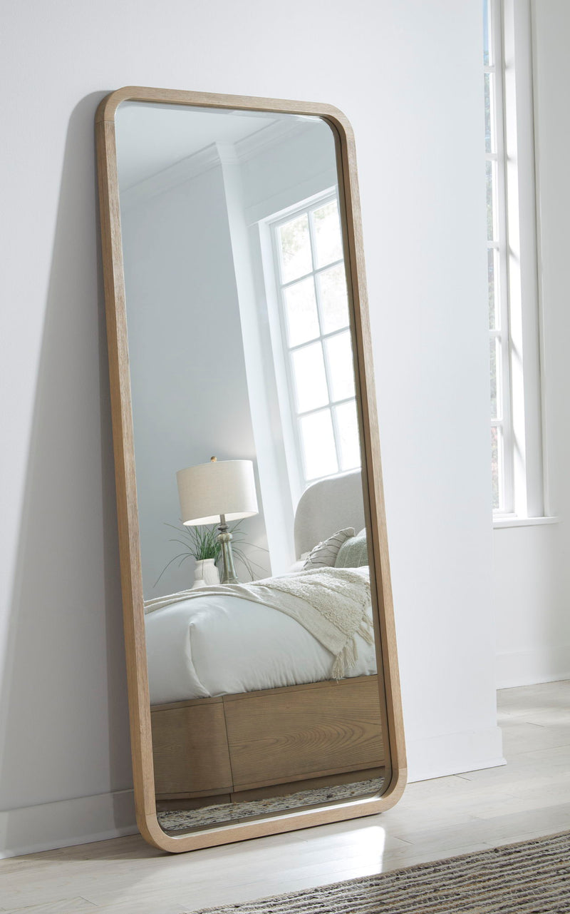 Modus Penny beveled glass floor mirror in buff cream with a sleek standalone design and elegant frame.